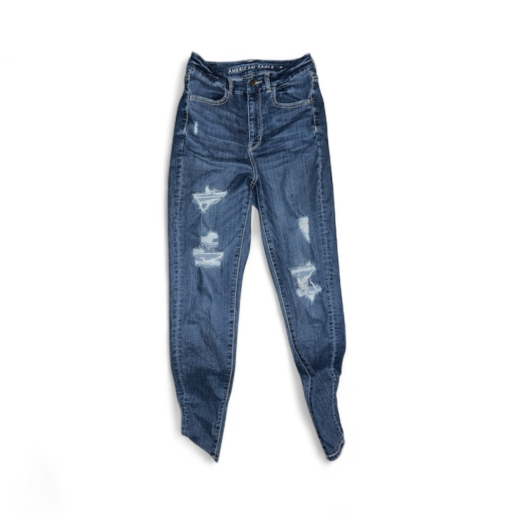 American Eagle Outfitters Women's High Rise Ripped Blue Jeans